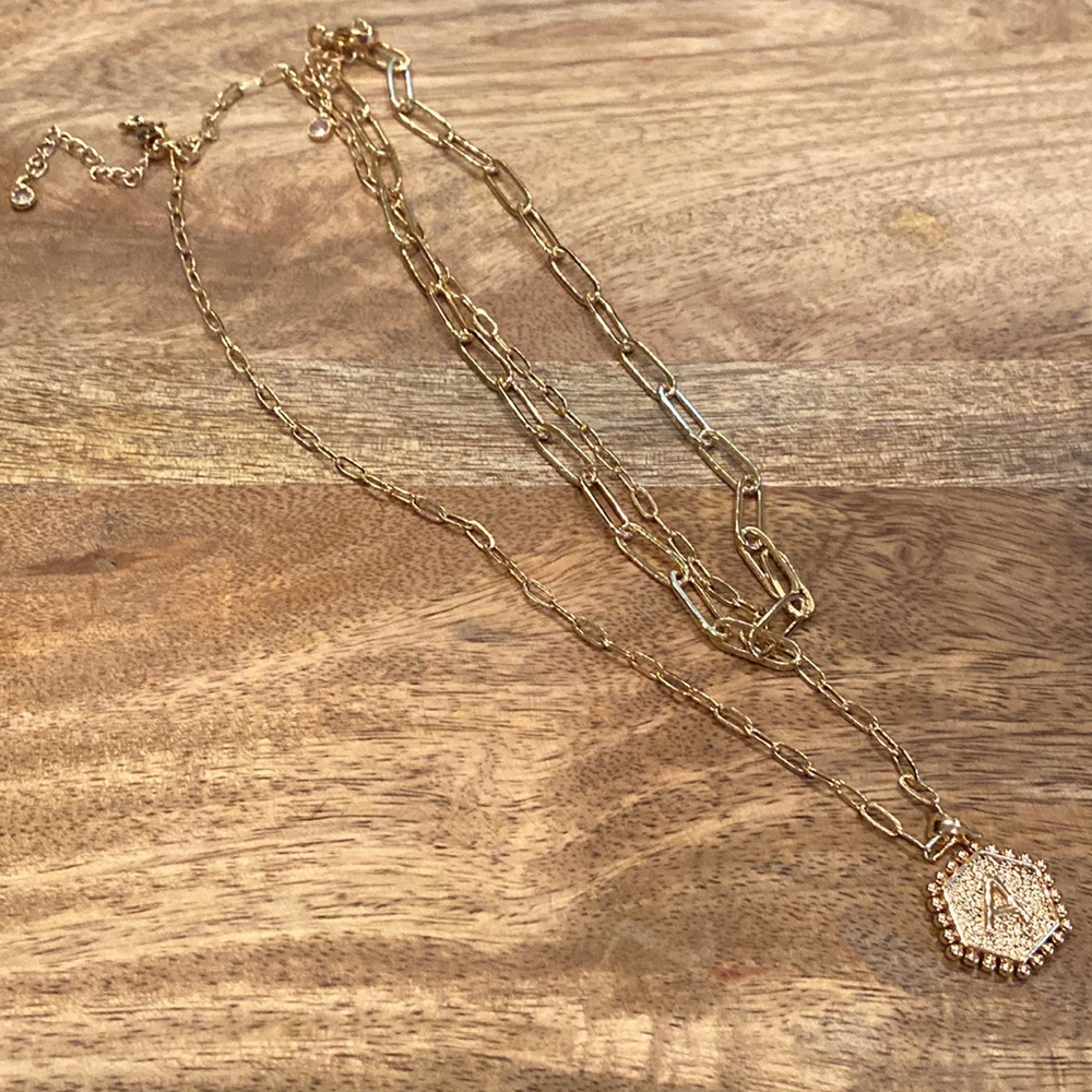 ⭐️ NEW ⭐️ popular double layer initial necklace, A